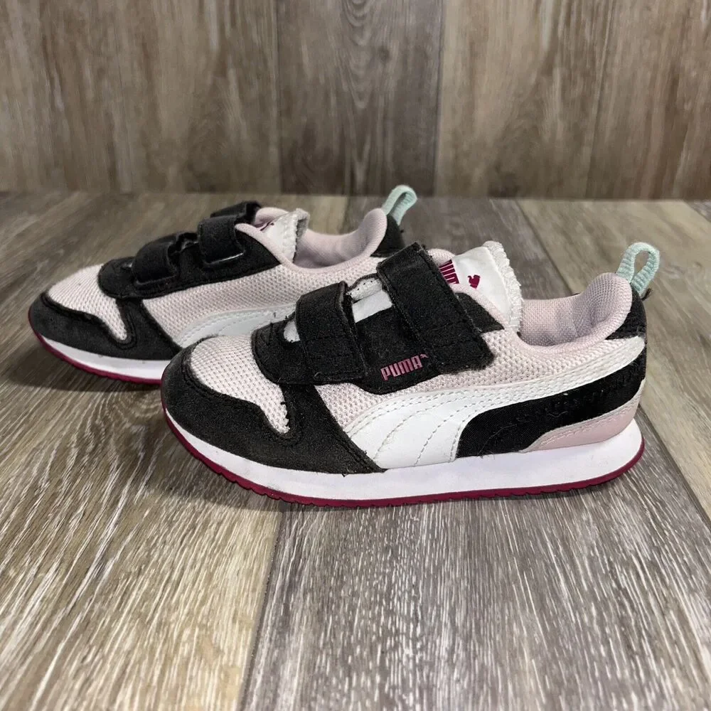 Puma Kids Youth US Size 10C - R78 V 373618-20 Pink Black Red Sneaker Shoes